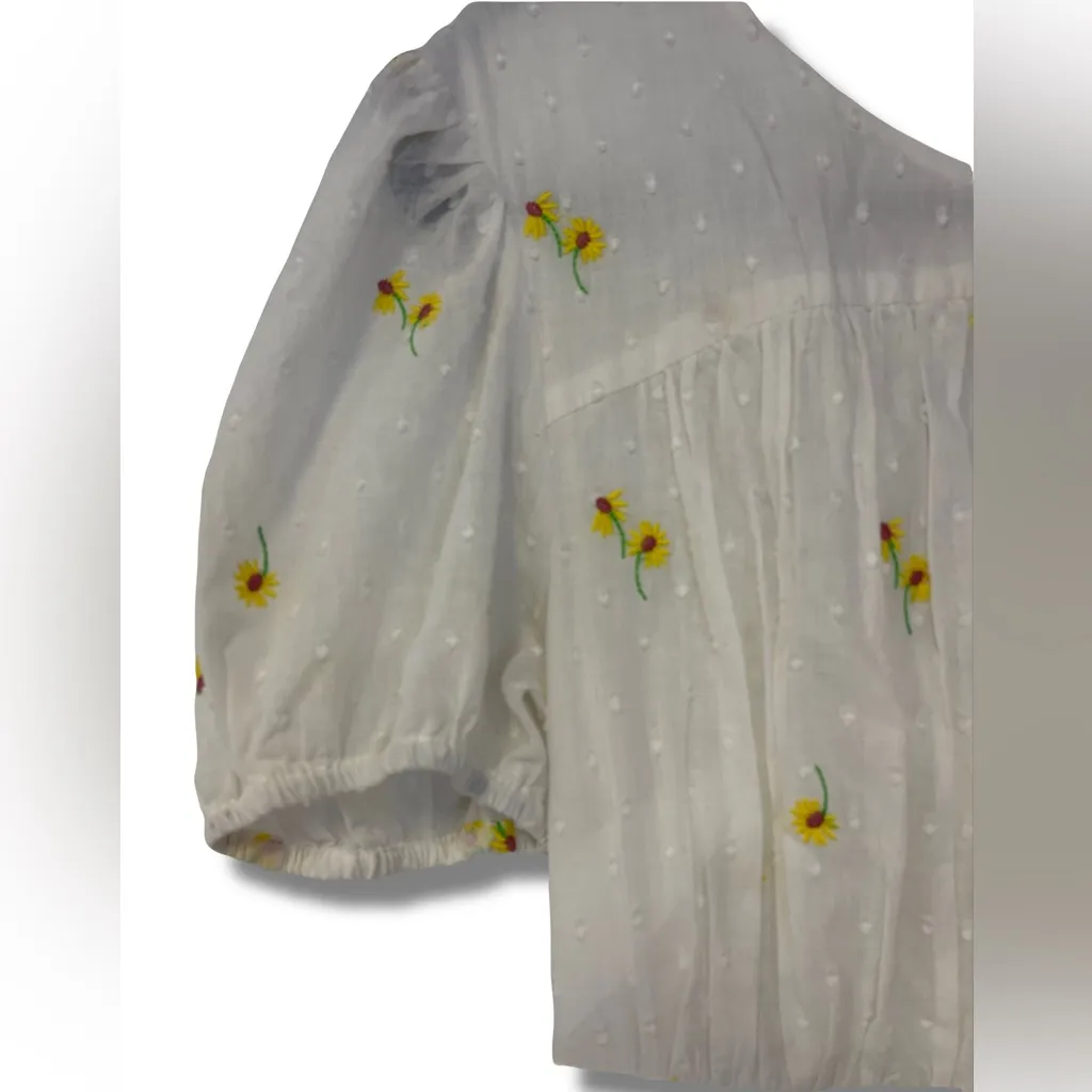 For Love & Lemons Womens Swedish Dot Embroidered Cottagecore Sunflower‎ Dress - Image 9