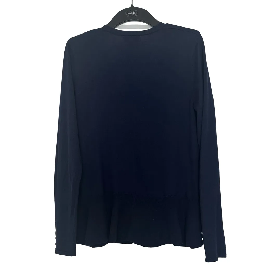 Lilly Pulitzer Navy Cotton Blend Button Down Cardigan Sweater Pearl Detail - Image 5