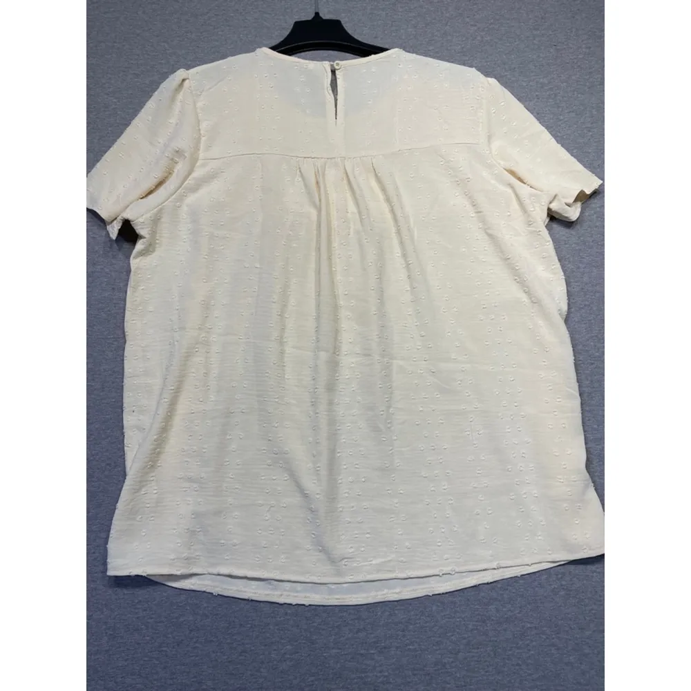 Women's Blouse 3XL Cream Short Sleeve babydoll shirt or blouse or top Size 3X - Image 4