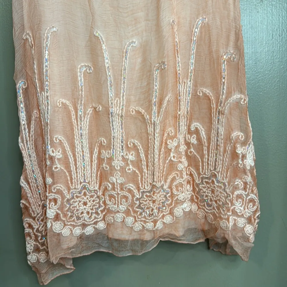 Soft surroundings Chiffon Sequins Romantic Tunic Top Peach Size Large - Image 8