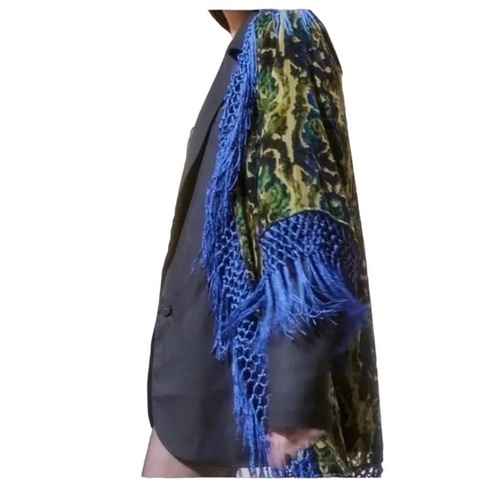 NWT ~ URBAN OUTFITTERS Bohemian Velvet Fringe Boho Poncho Open Sheer Kimono - Image 4