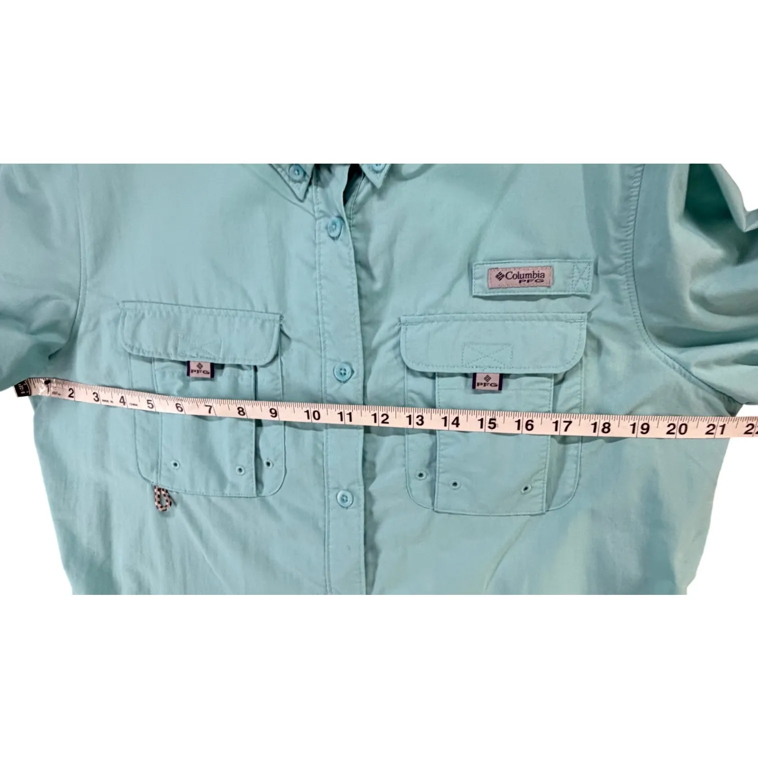 Columbia PFG Bahama Fishing Shirt Womens M Blue Tactel Nylon UPF30 Vented Hiking - Image 5