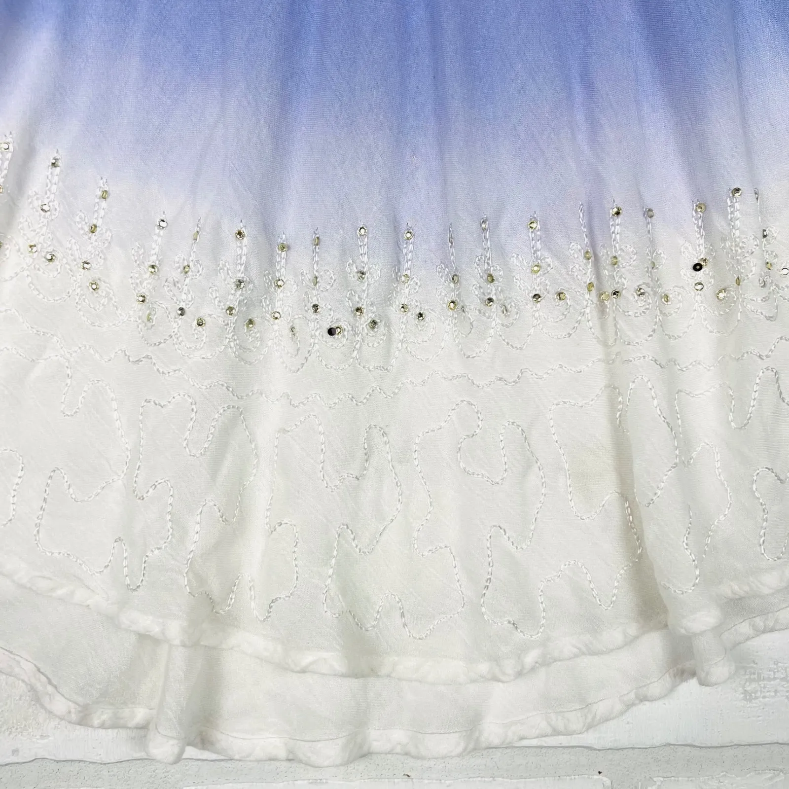 Raya Sun Blue Ombre Boho Sleeveless Tunic Top with‎ Embellished Detail Size L - Image 3