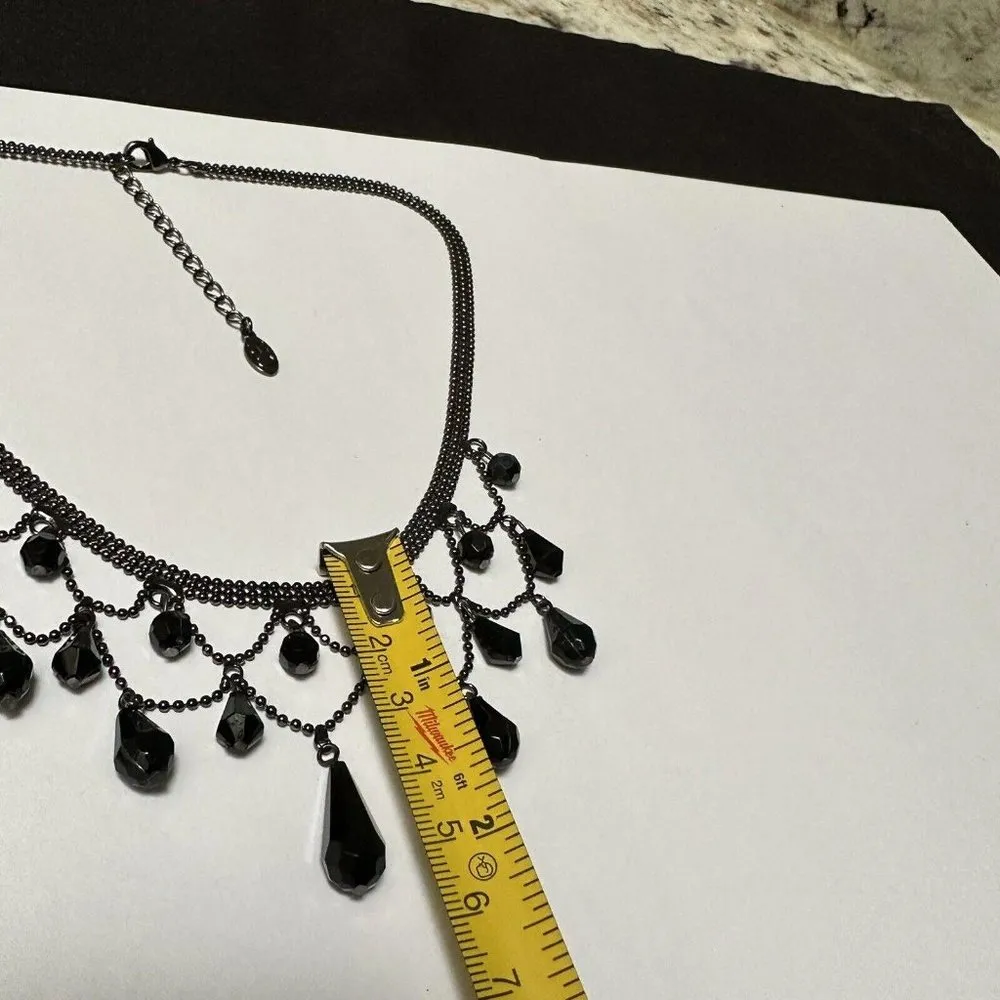 Women’s Signed CH Black Beaded Gothic Bib Necklace Crazy Horse By Liz Claiborne - Image 7