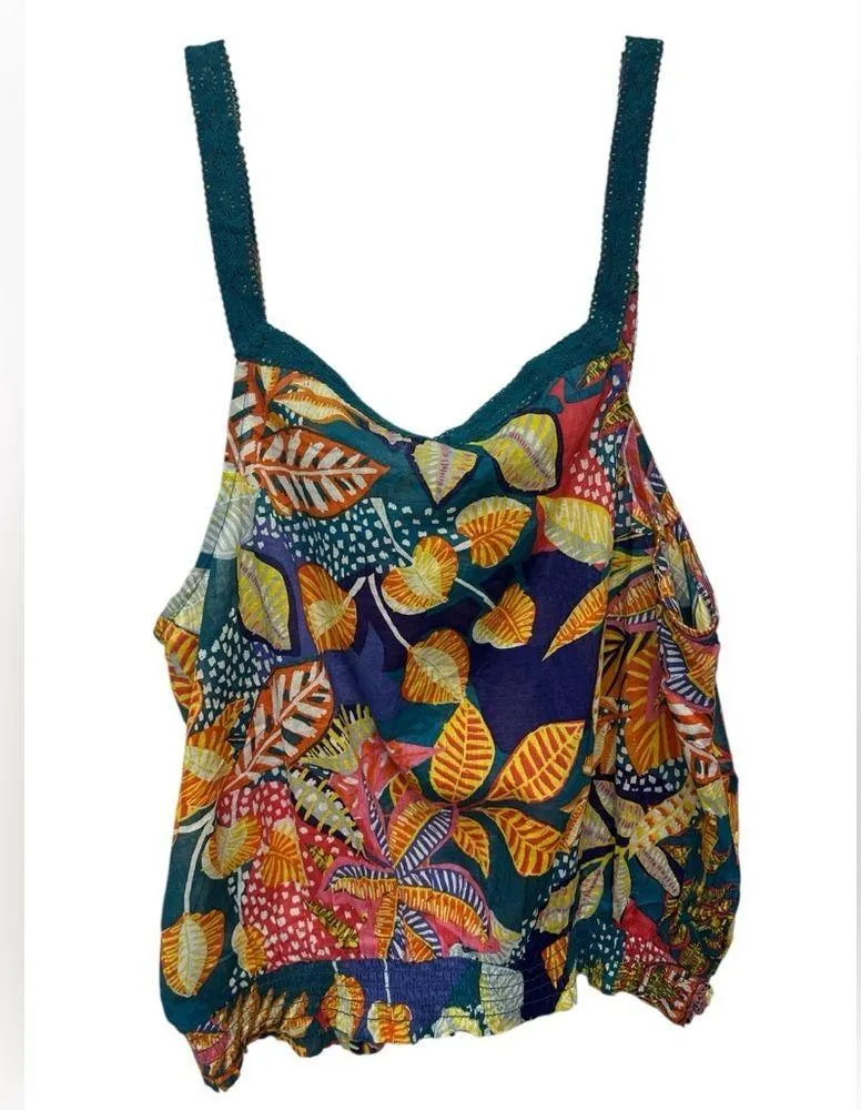 Cynthia Rowley Tank Top Womens  Crochet Crop Tropical Coconut Coastal Vaca NWOT - Image 2