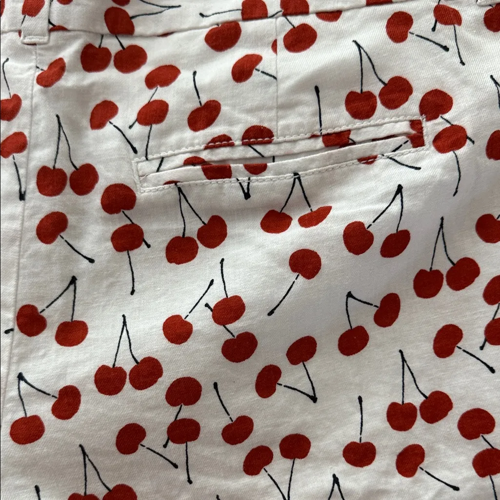 LOFT White Shorts with Red Cherry Pattern - Image 5