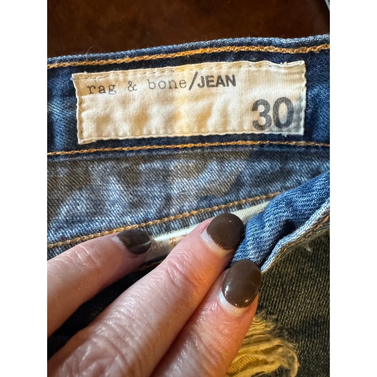 Rag & Bone Shorts Women‎ 30 Blue Medium Wash Obispo Rebel Denim Distressed Jean - Image 6