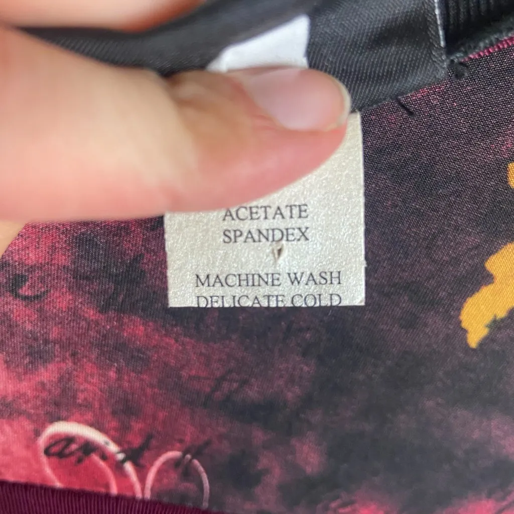 Ahni Size 2X Tunic Top Slinky Stretch Blouse Asymmetrical Asian Artsy USA Red - Image 7