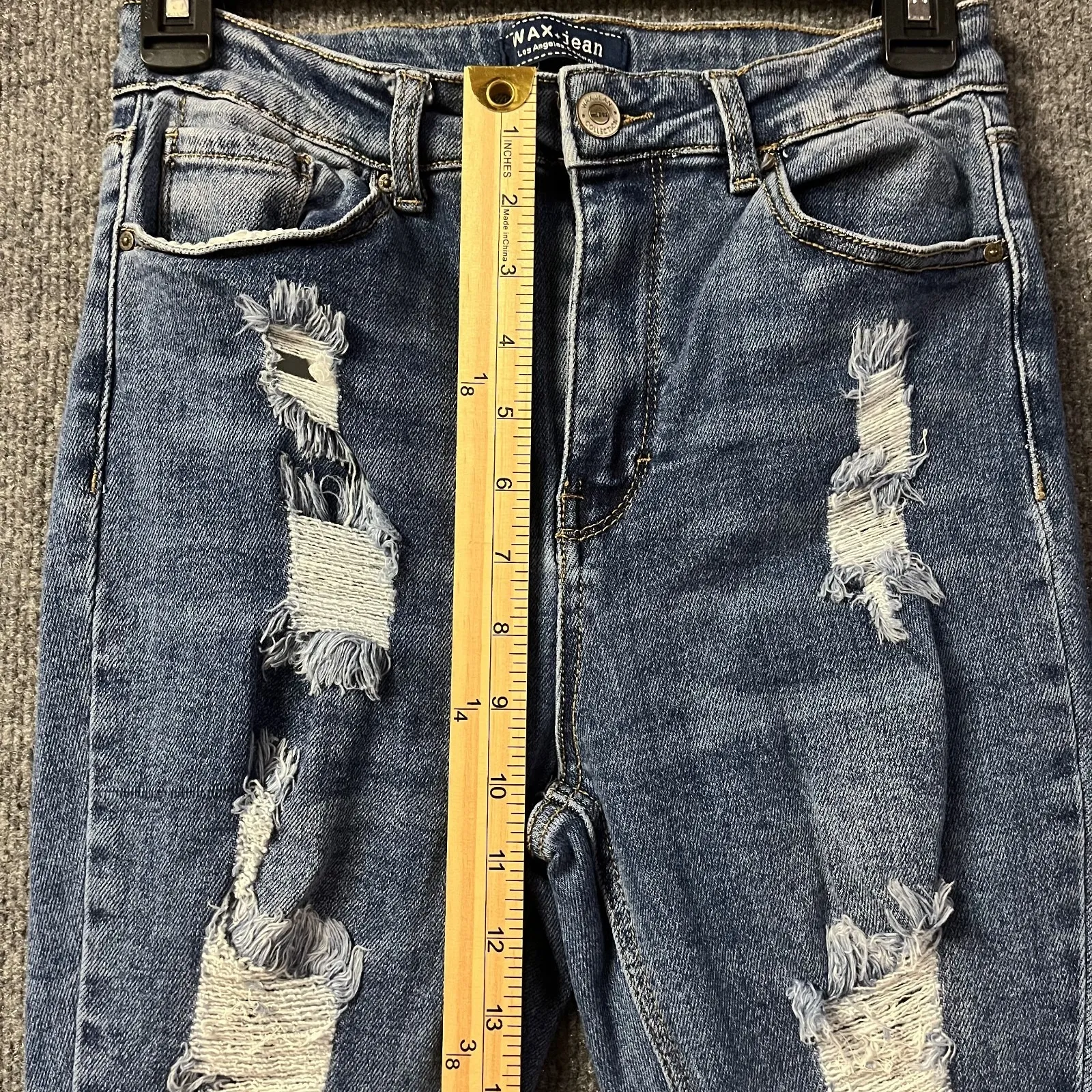 Wax Jean Los Angeles Jeans Womens 27 Blue Distressed Denim Cotton Skinny Leg - Image 4