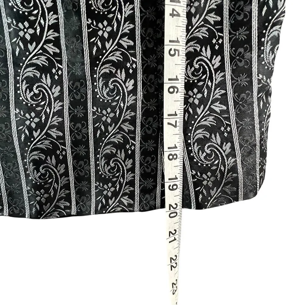 Vintage 90s Scott McClintock Top Womens 6 Black Brocade Floral Stripe Victorian - Image 10