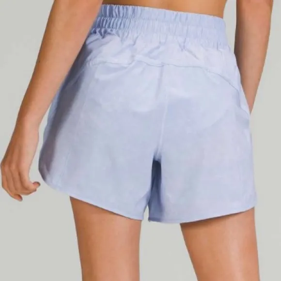 LULULEMON Track That Mid-Rise Lined 5” Shorts in Gravel Dust Blue Lavender Sz 2 - Image 5