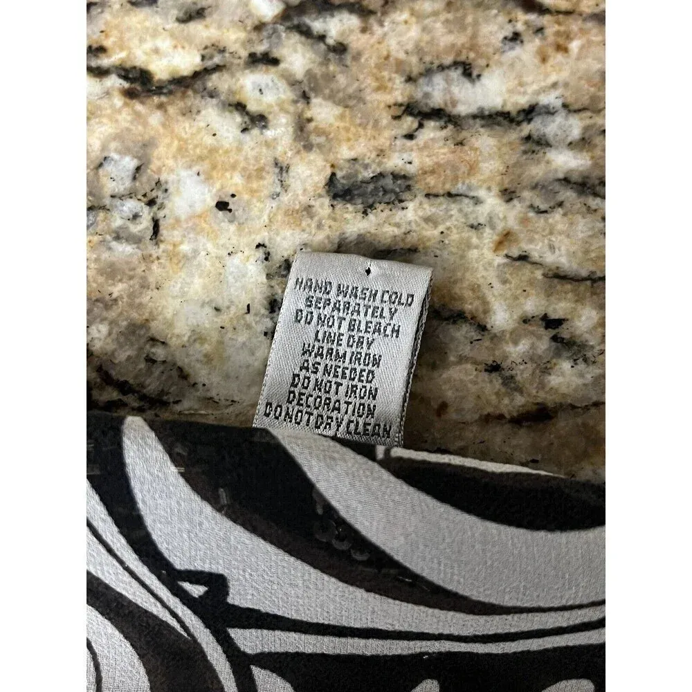 Chicos Paisley Beaded V-Neck Tunic Sheer Silk Boho Peasant Coastal Gramma 2 - Image 8