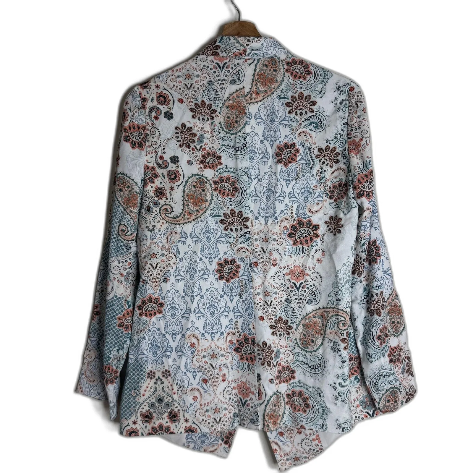 Chico's Blazer Womens 0 4/6 Multicolor Paisley Lyocell Lined Printed Pockets - Image 11