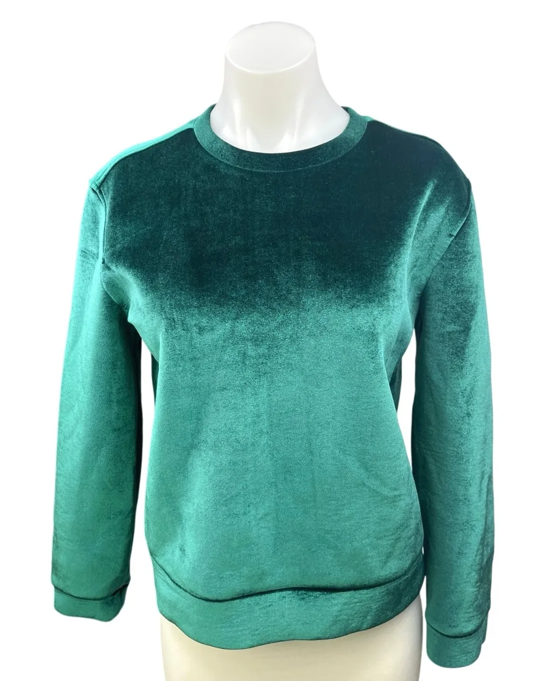 Maje Womens Green Torina Velvet Velour Crew Neck Pullover Sweatshirt Top Size S - Image 1