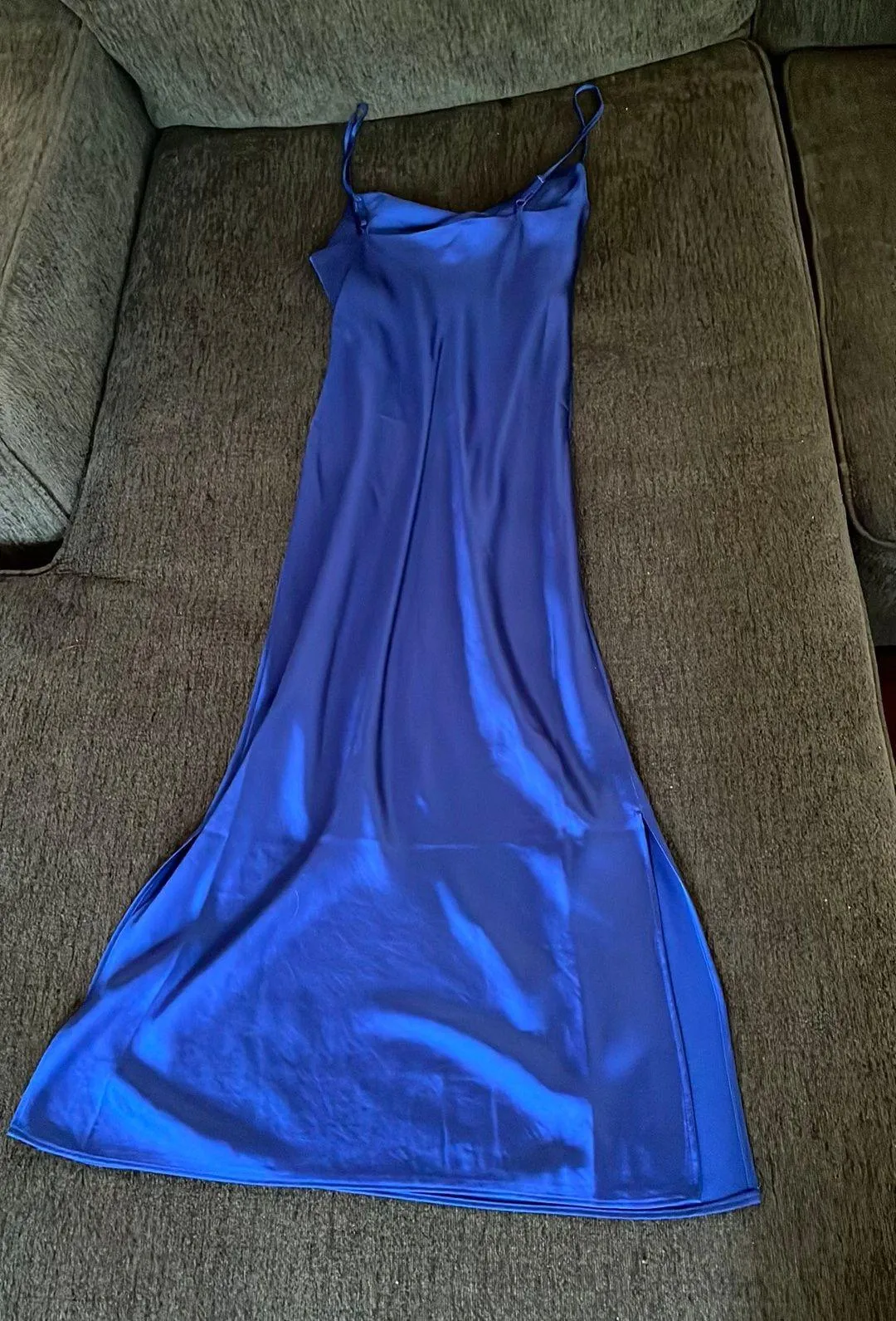 Royal Blue Satin Dress - Image 4