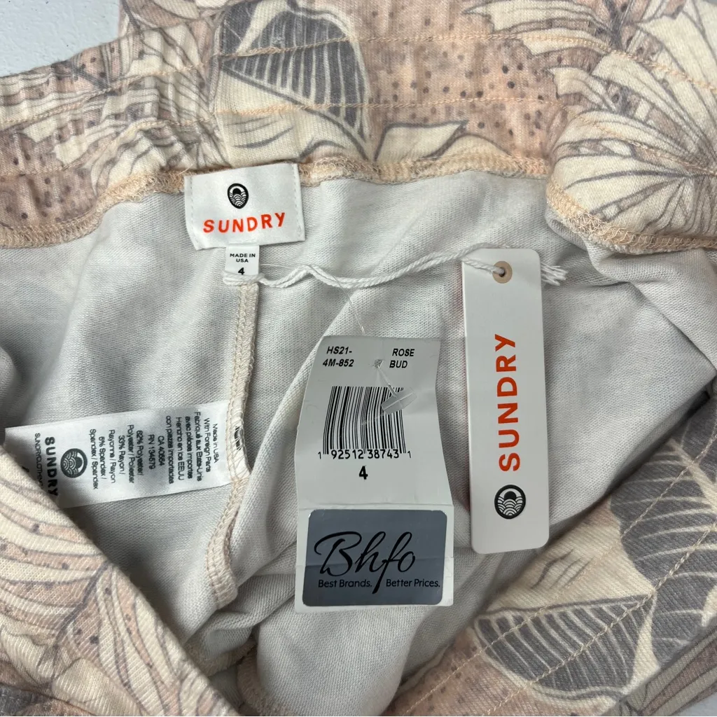 Sundry Pastel Leaf Print Soft Stretch Jogger Pants Drawstring Loungewear Size 4 - Image 10