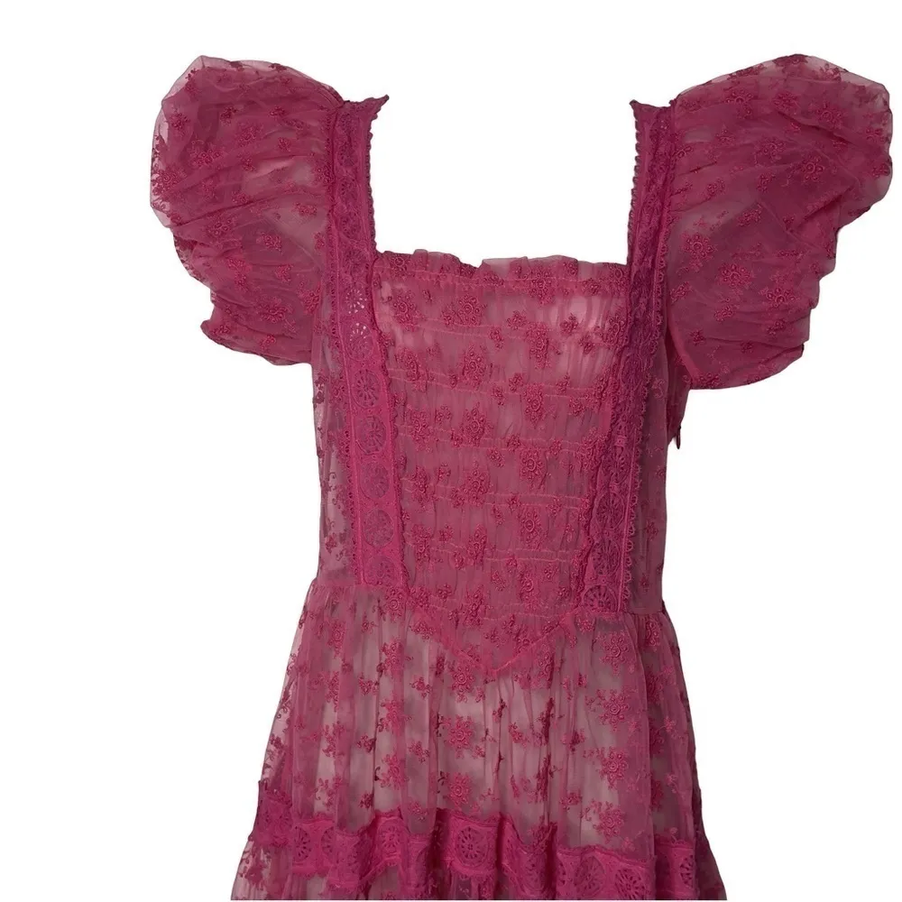 NWT Dôen Tulle Lace floral Nadette Dress in Pink sz M Size M - Image 6