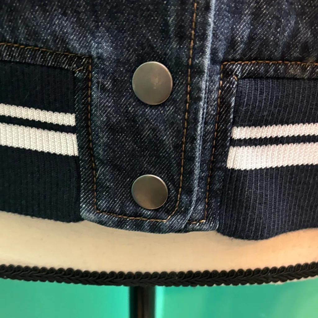 Old Navy Oversized Navy Blue Varsity Jacket - Image 4