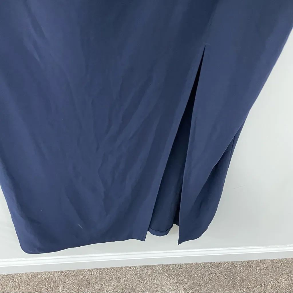 NWT Alex Evenings Long Knot‎ Front Dress Navy Blue Bling Sleeve Cutouts Size 10 - Image 13