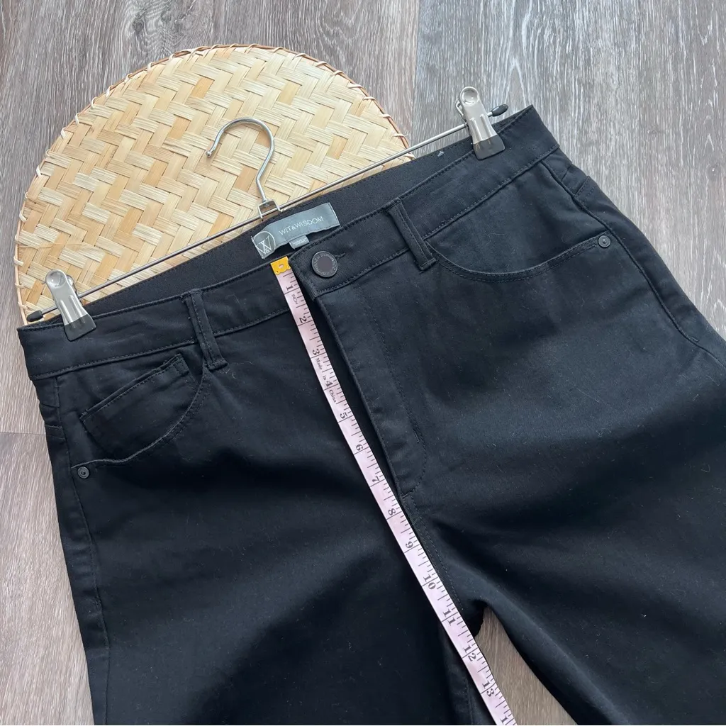 Wit‎ & wisdom black ankle straight leg jeans w/ chain cuff detail Size 14 - Image 5