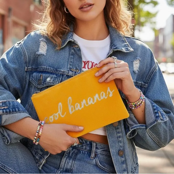 Santoro London Cool Bananas Yellow Clutch / Accessories Bag Women’s Accessory Silver - Image 1