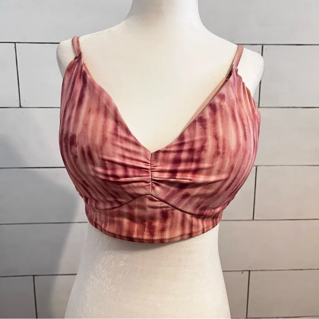 Shade & Shore  Lightly Lined Longline Triangle Bikini Top Blush Pink. Size 36D. - Image 3