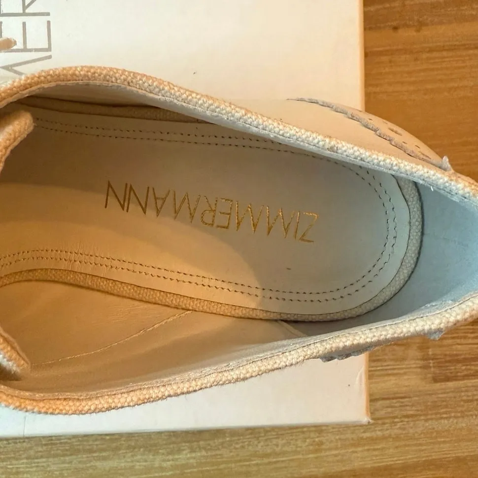 Zimmermann Oxfords Ivory Heeled Luxury Leather Canvas Brogues Size 38 7.5 NIB - Image 8