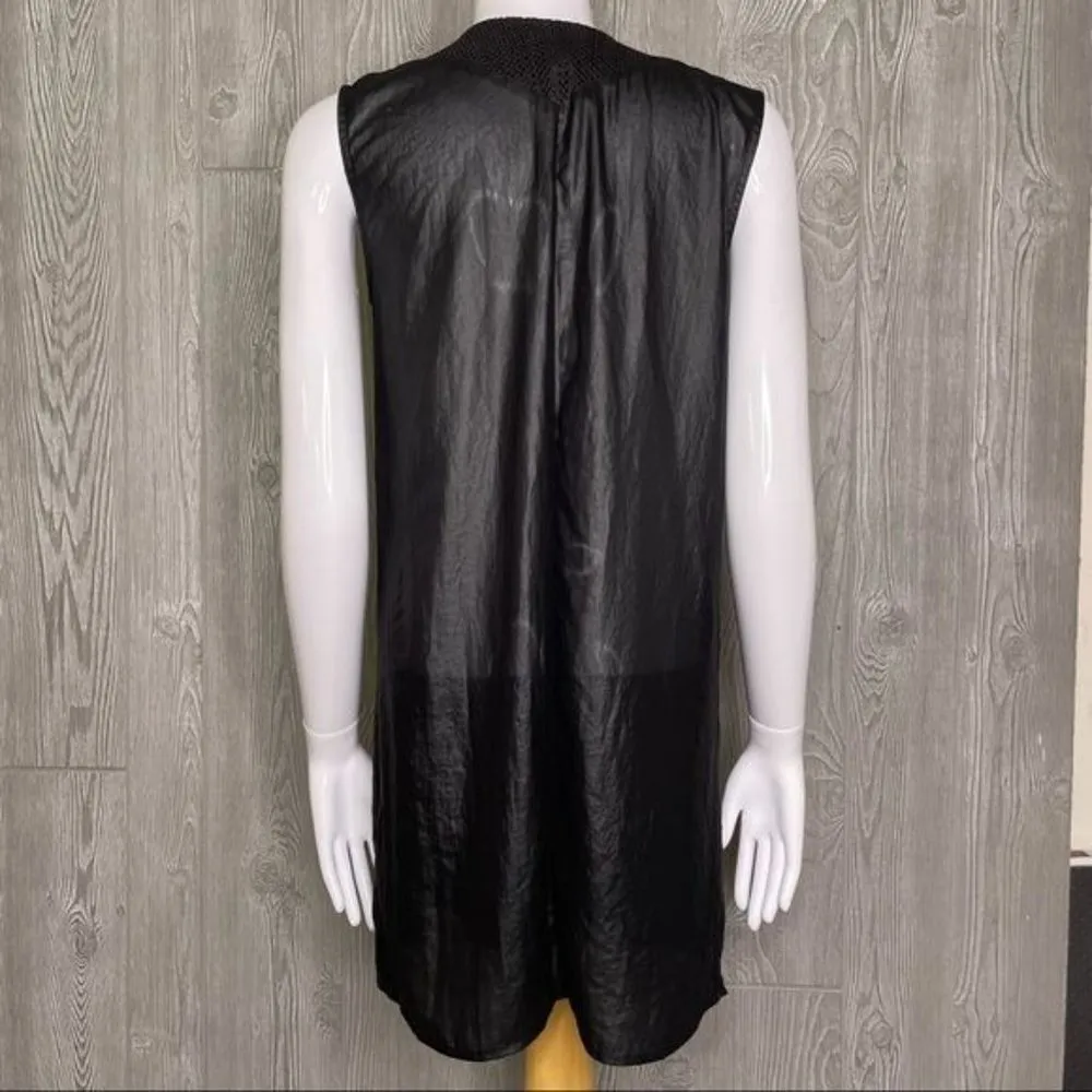 Diesel black mesh tank top shirt Size x small zipper front detail cowl neck - Image 8
