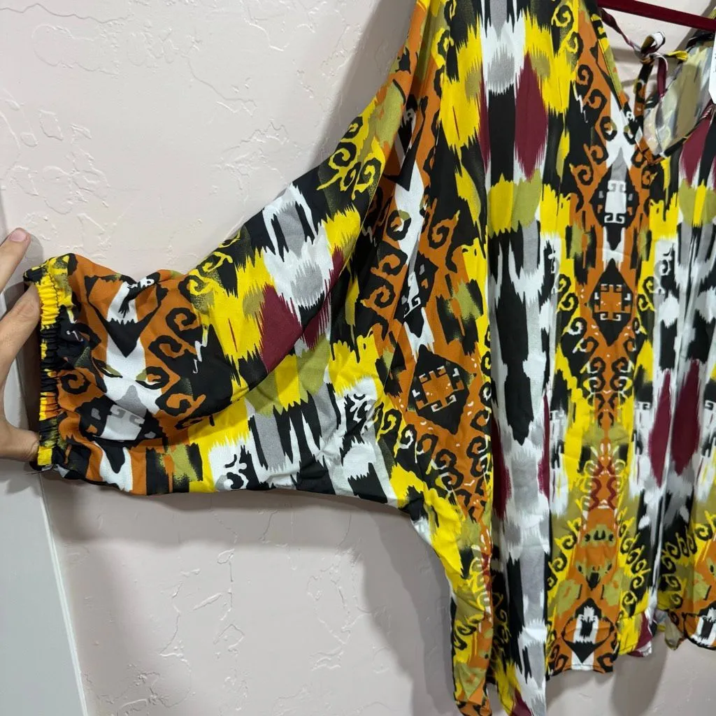 New Ashley Stewart V Neck Abstract Print Blouse - Image 5