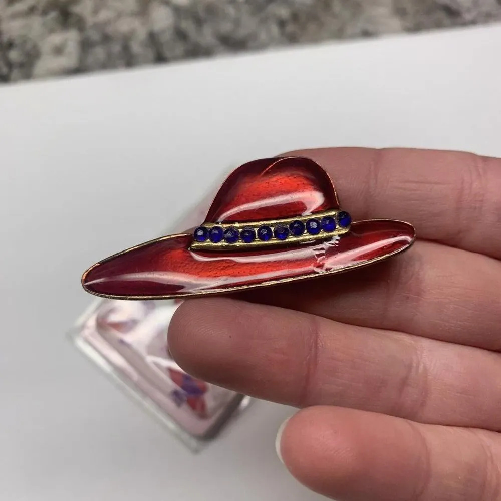 Lot Of 2 Costume Jewelry Brooch Pins Red Hat - Image 10