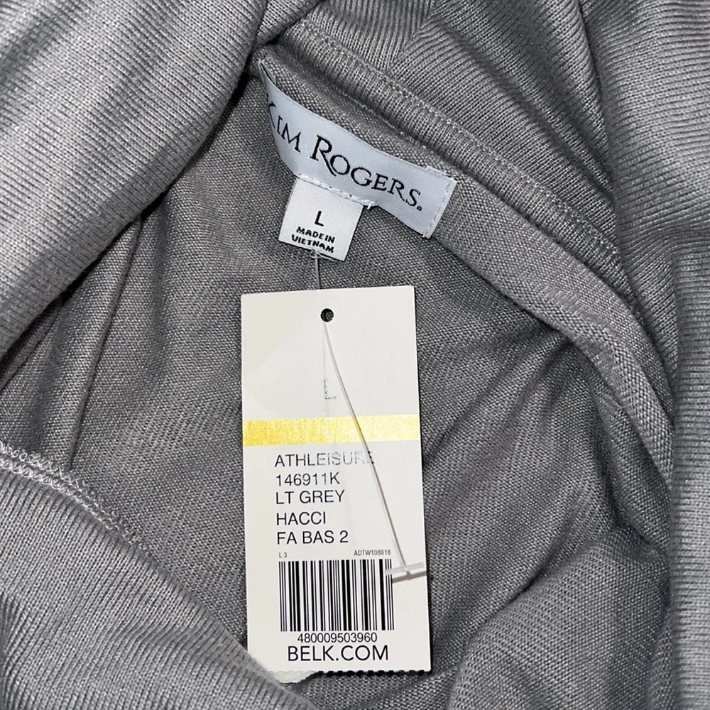 Kim Rogers size large pullover cowl neck athletic leisure light grey soft thin - Image 7