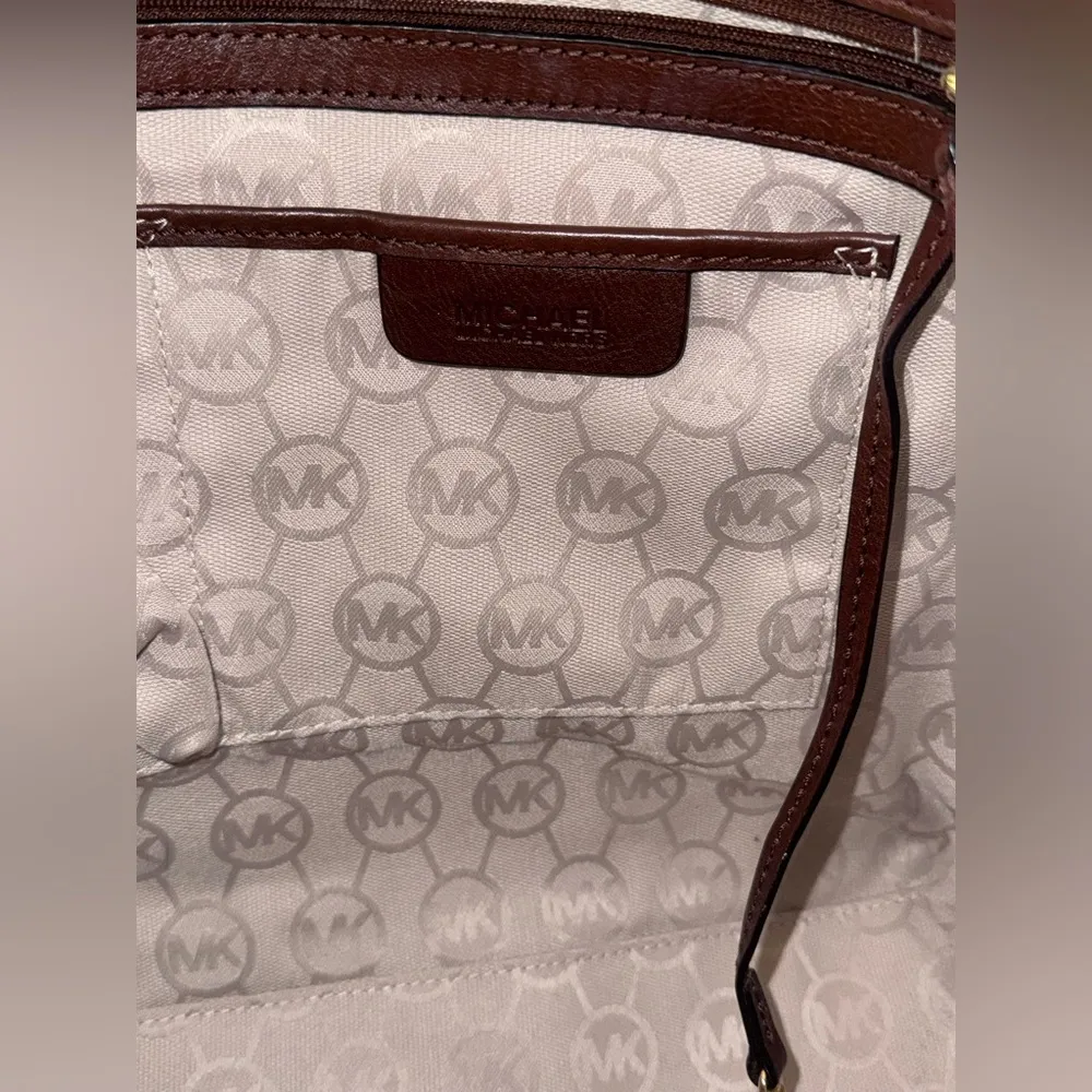 Michael Kors Gold Canvas Tote with Brown Trim - Image 6