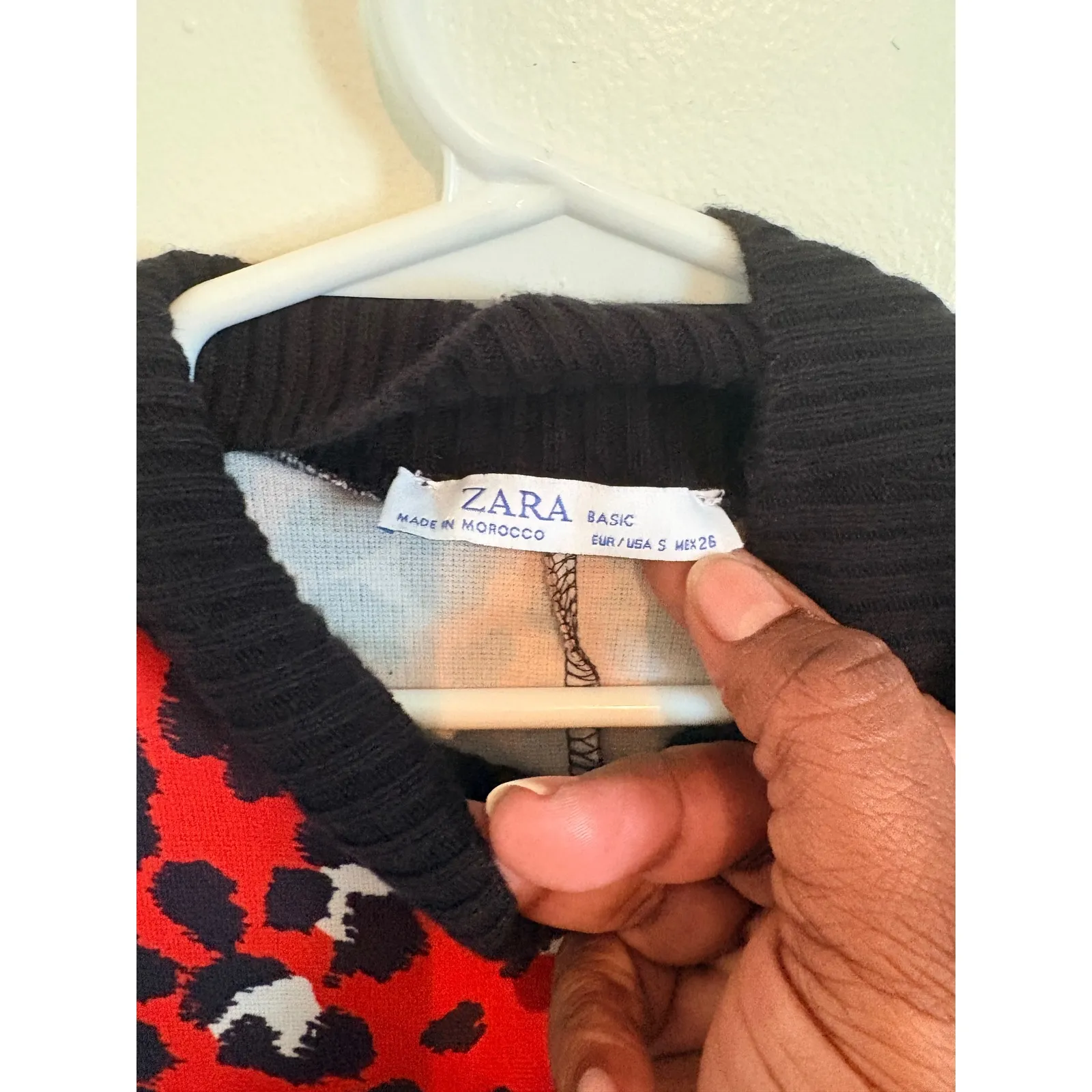 Zara‎ Basic Red Leopard Print Long Sleeve Midi Dress Small S Knit Bodycon - Image 4