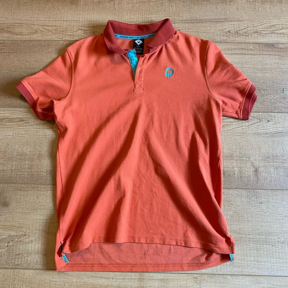 REI Cooperative x Outdoor Afro Size medium orange polo collared shirt - Image 5
