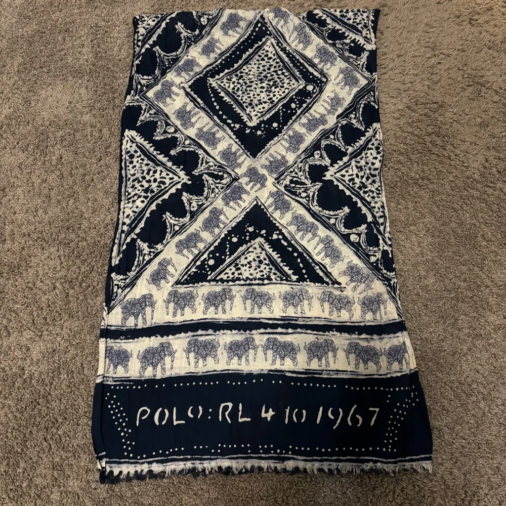 Polo Ralph Lauren Blue Elephant Scarf - Image 5