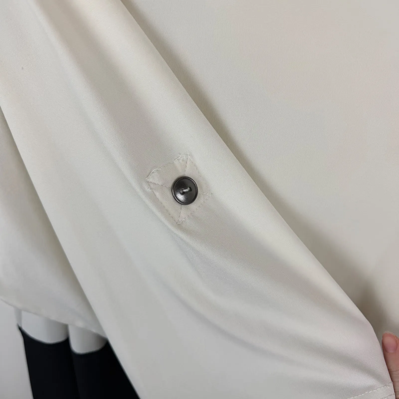 Woman Within Colorblock Tunic Top Size 38/40 Neutral Flowy Soft Stretch Nautical - Image 2