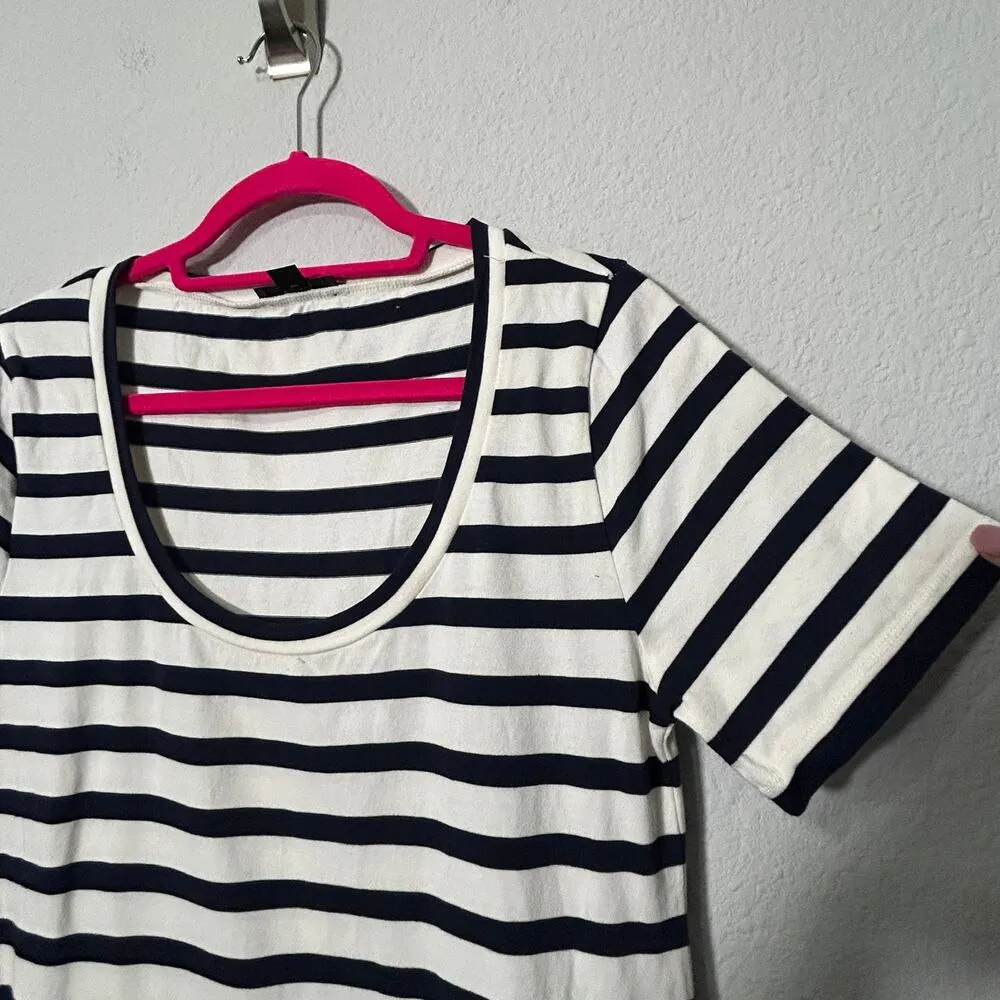 J. Crew Women's Navy Blue White Striped Knit Midi Dress Nautical Prep Size Med - Image 8