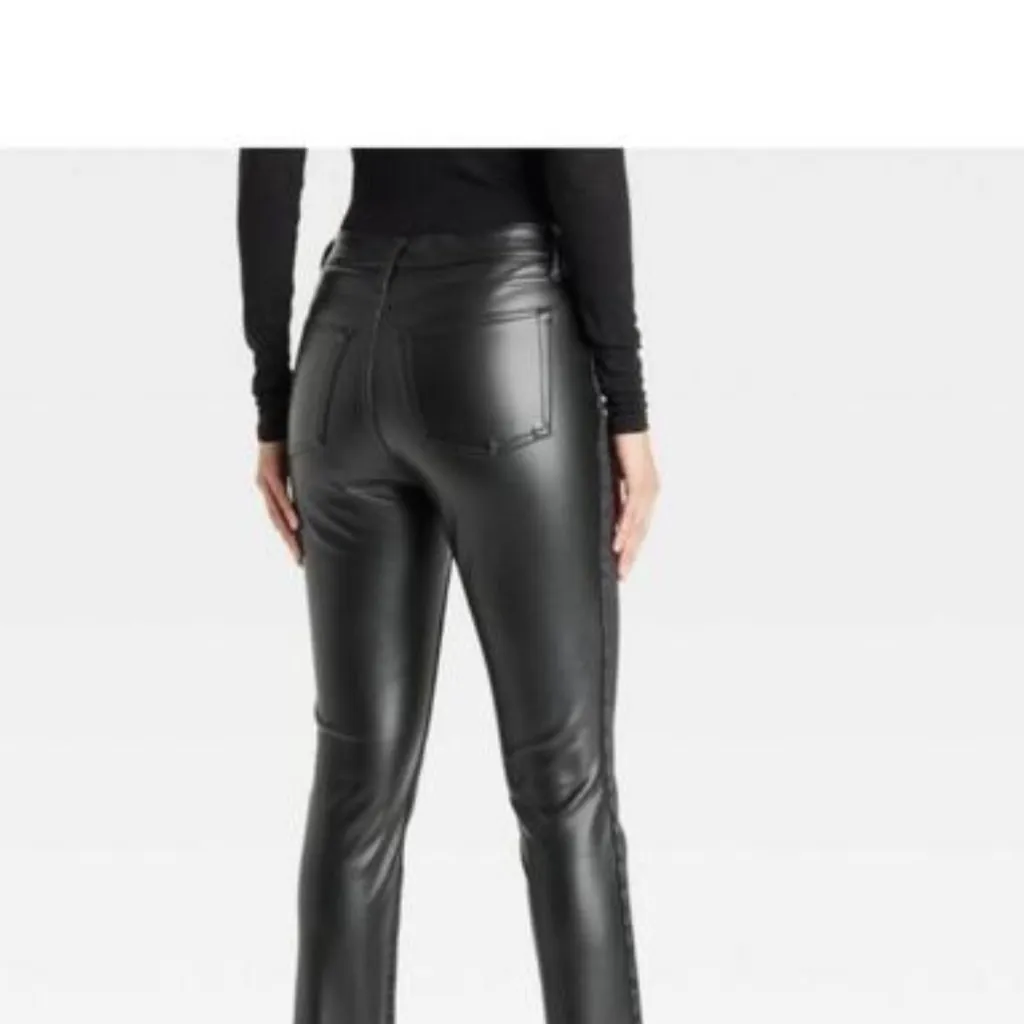 Classic Black Women's Jeans in front / black faux leather in back 10R 30”waist - Image 3