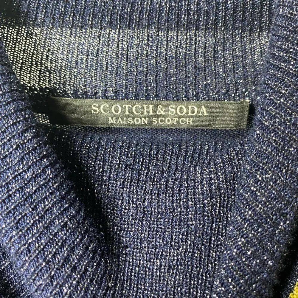Scotch & Soda Maison Scotch Shimmery Turtleneck High-Low Dress Navy Blue Sz XS - Image 2
