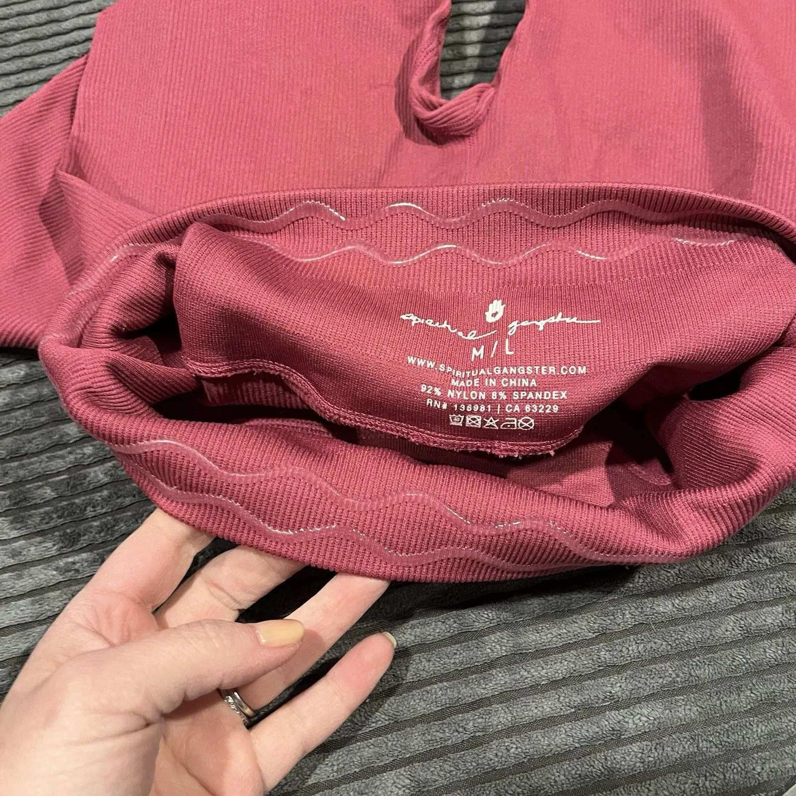 Spiritual Gangster Women's Pink Ribbed Leggings Size M/L Stick Waist EUC - Image 4