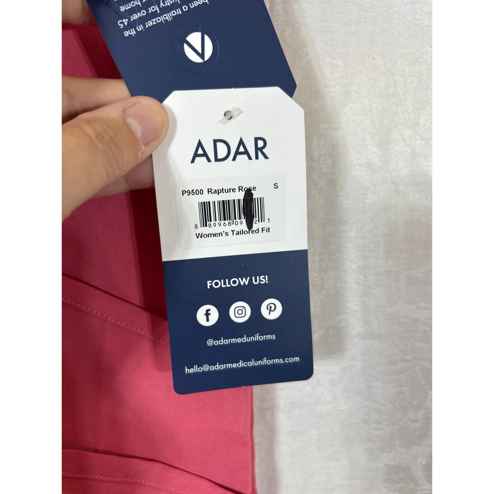 ADAR Pro Scrub Top Small Pink NEW Tailored Fit Rapture Rose - Image 4