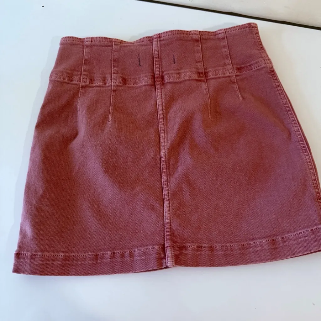 Free People Virgo Women's Size 27 / Small Pink  Denim Zip Front Mini Skirt - Image 2
