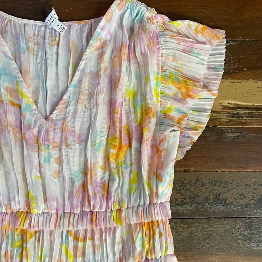 Current Air Anthropologie Sereia Shirred Pleated Watercolor Midi Dress Sz S 🧡🎀 - Image 15
