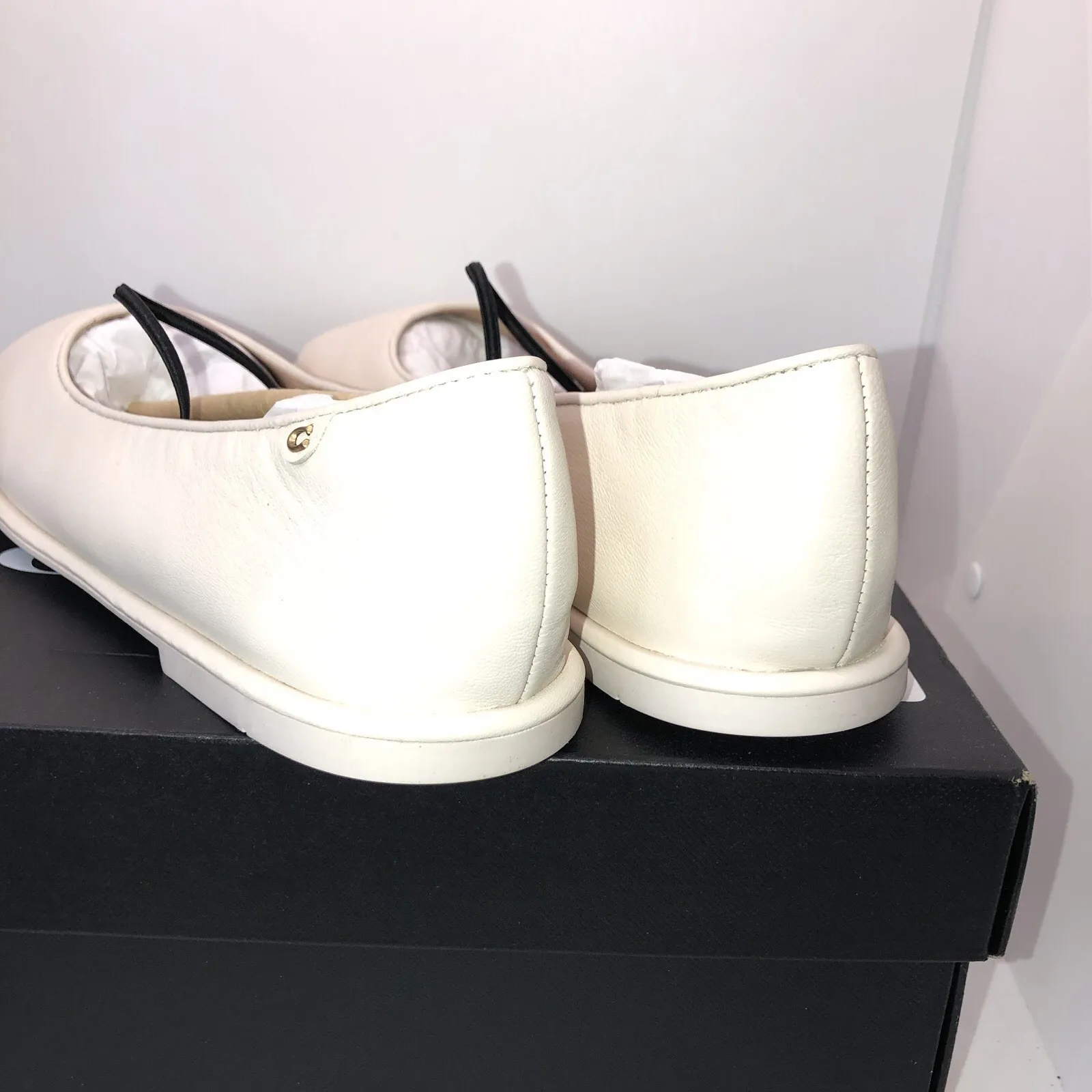 Coach Womens Emilia Leather Shoes Mary Jane Flat Chalk Cream Size 9 NIB Strap - Image 5