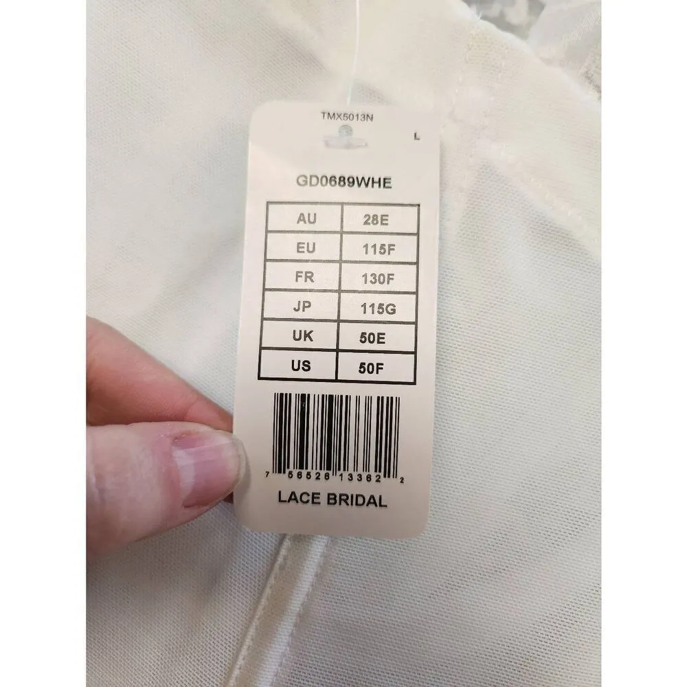 Goddess Size 50F White Lace Long Line Strapless Bra Bustier GD0689 White - Image 4