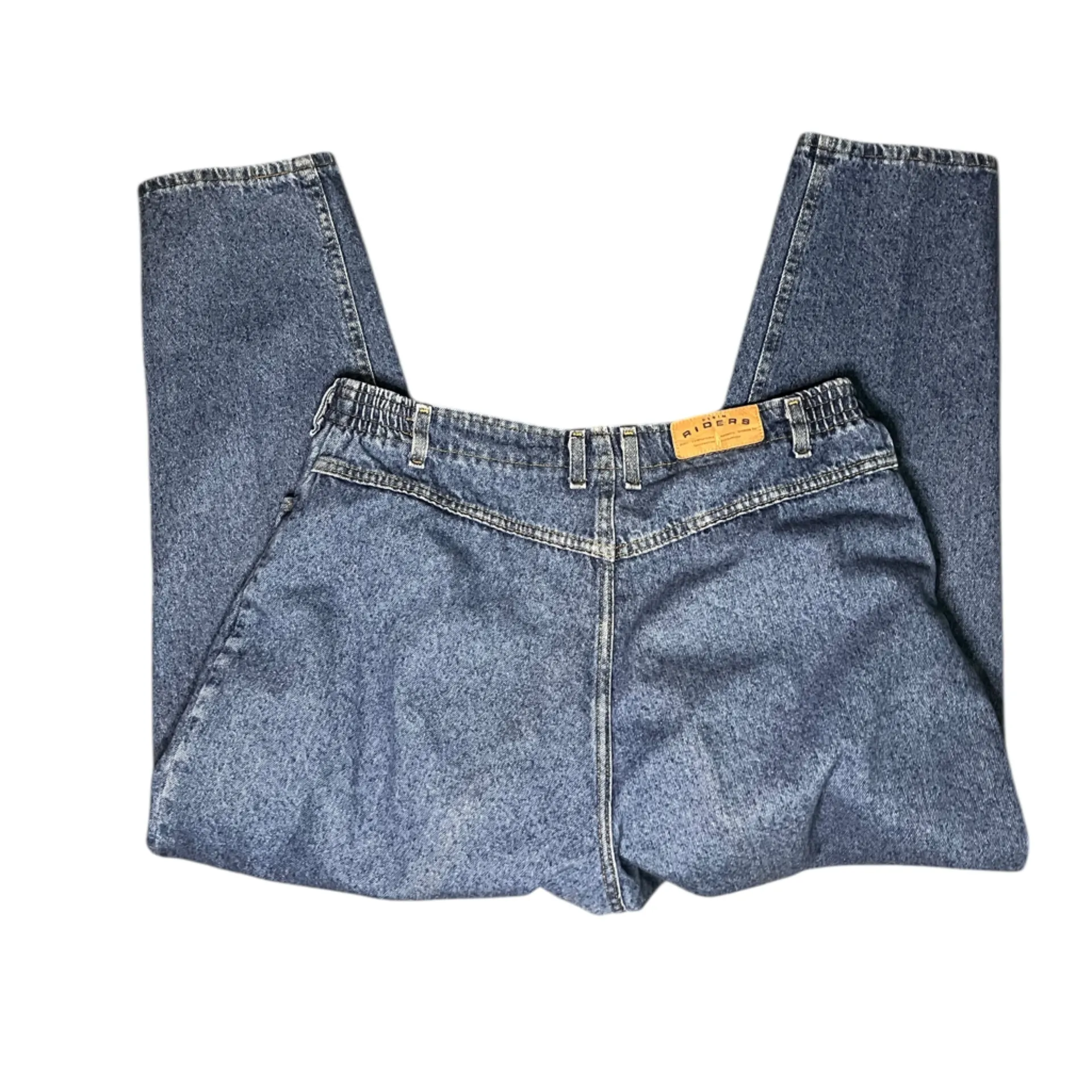 Vintage 80s 90s Riders Tapered Jeans High Rise Elastic Waist Medium Wash 22W - Image 2