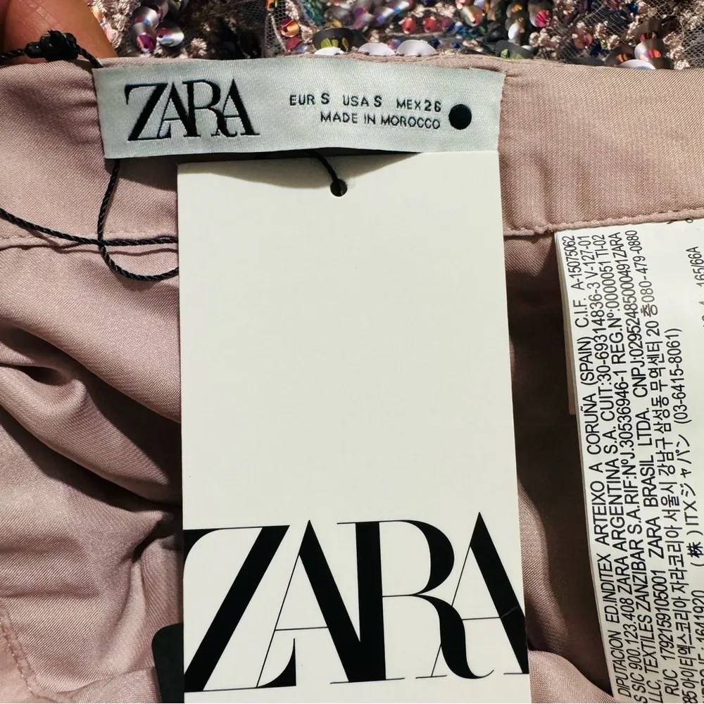 Zara Metallic Multicolored Luxury Sequin High Waisted Skirt Scalloped Hem Sz S - Image 13