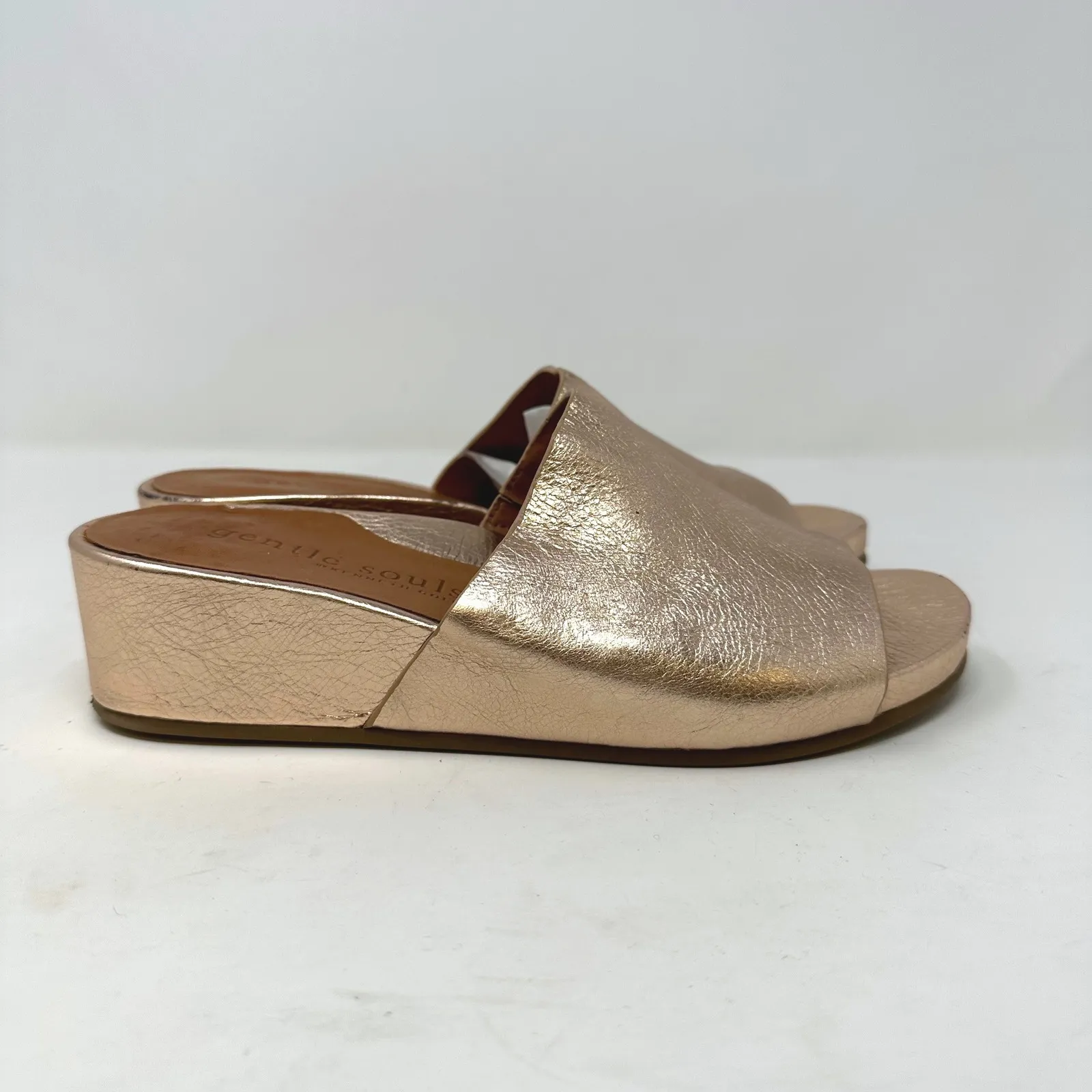 Kenneth Cole Gentle Souls Metallic Rose Gold Wedge Slide Sandals 7 - Image 7