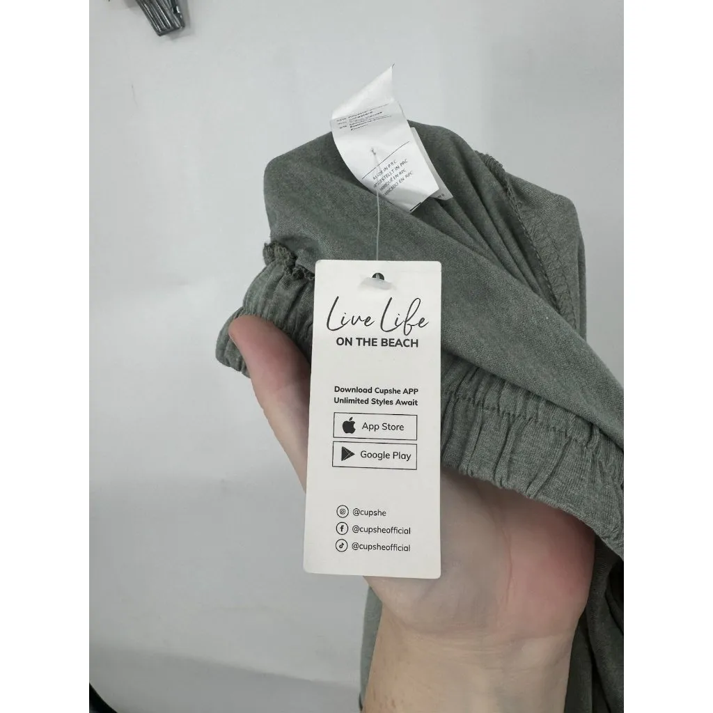 Cupshe Sage Wide Leg Jersey Split Pant‎ Women XL Beach NEW - Image 4