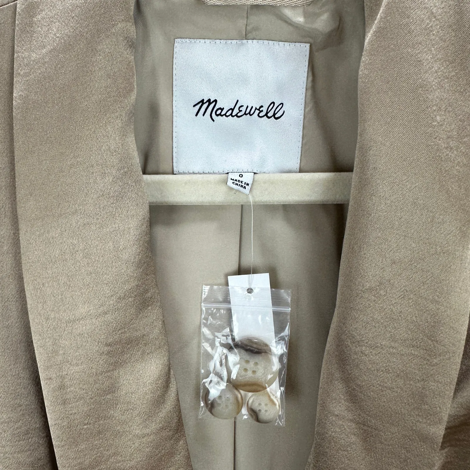 Madewell Satin Oversized Blazer Jacket Matchstick Beige Viscose Blend US 0 NWT - Image 10